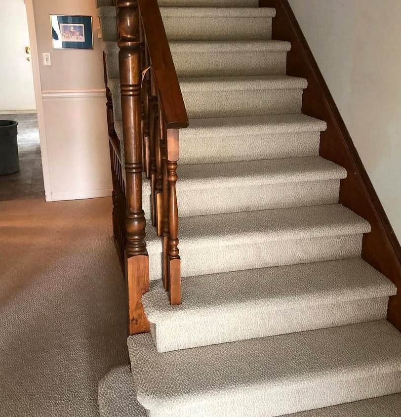 Cream carpet stairs